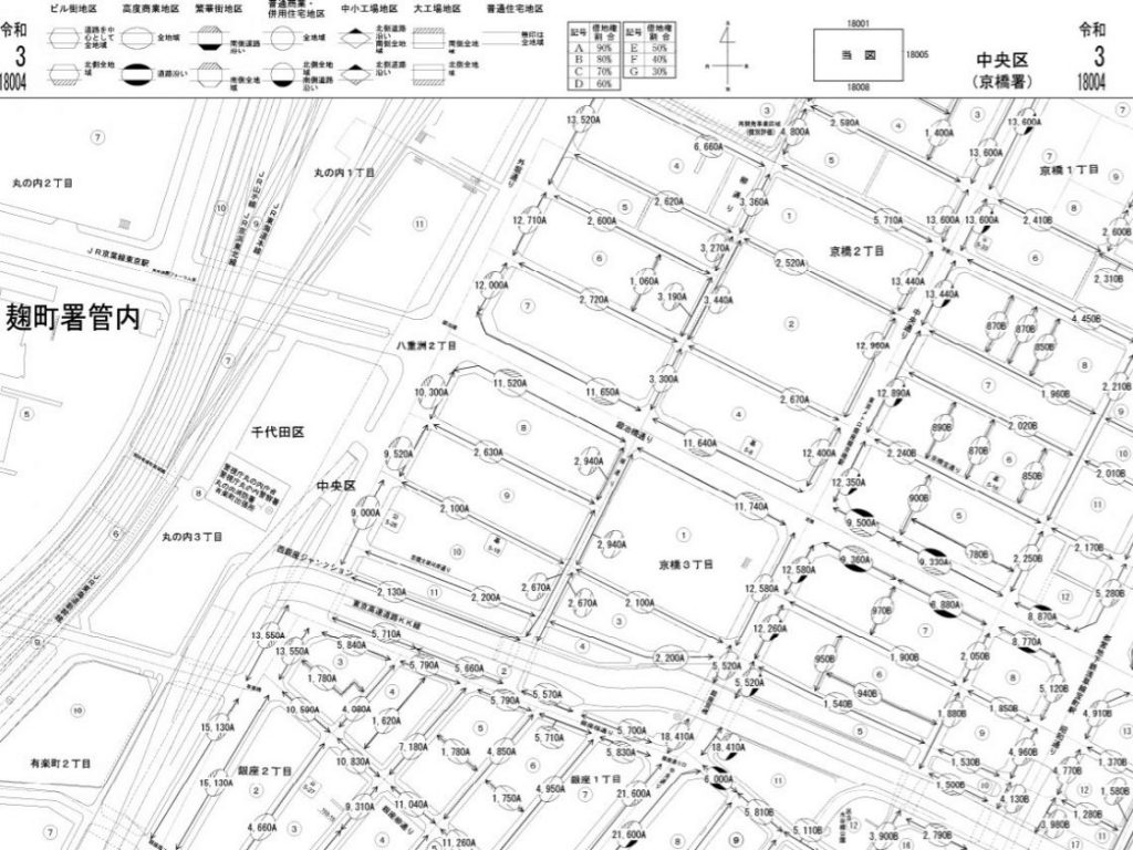 東京都中央区銀座線の路線価