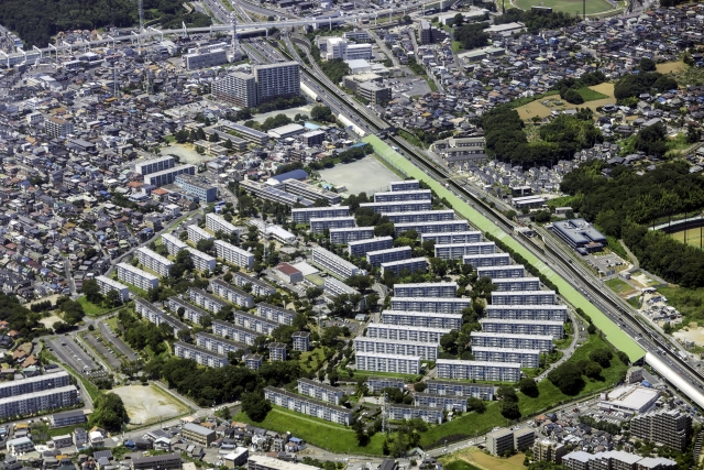 住宅街の上空からの風景