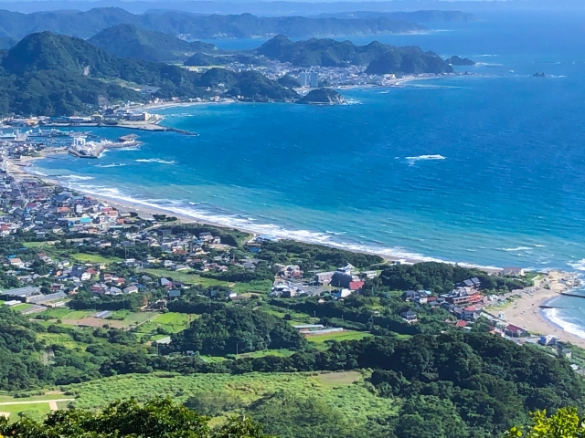 海辺の町・上空写真
