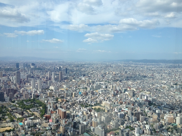 大阪府の上空からの写真