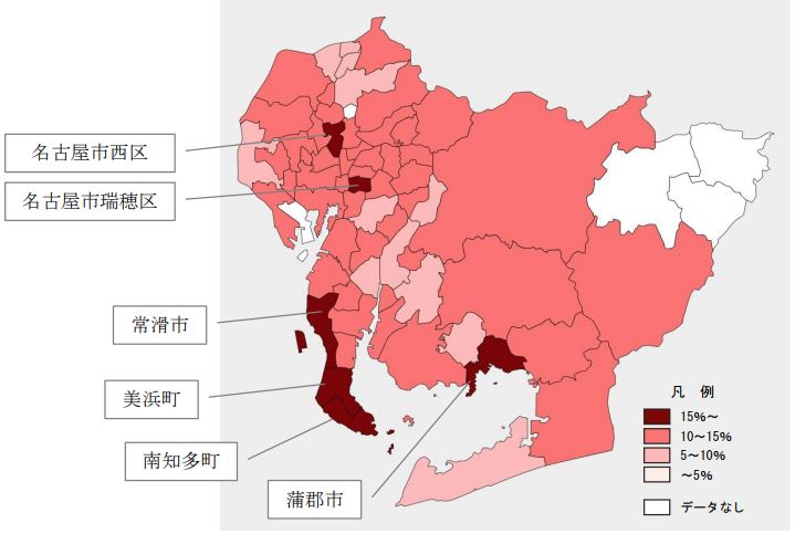 愛知県市区町別の「住宅数・空き家数・空き家率」