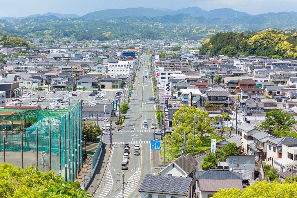 静岡県掛川市の市街地風景