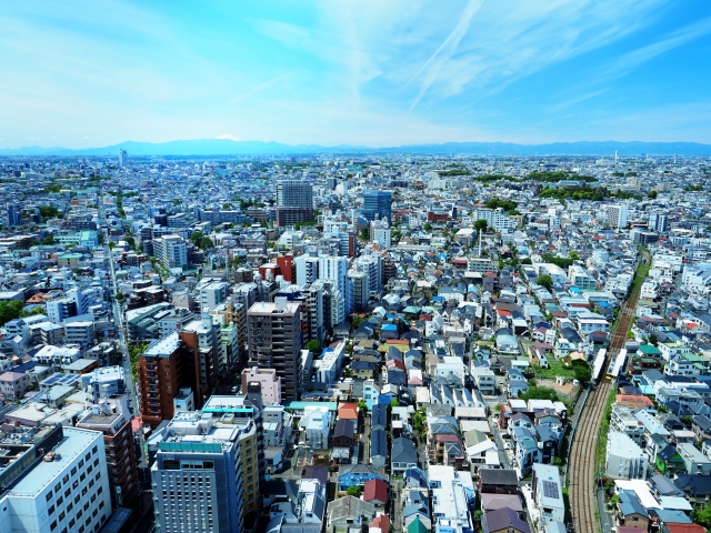 世田谷の上空からの風景