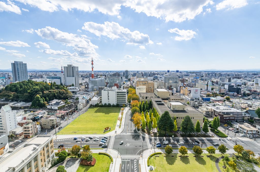 栃木県宇都宮市　栃木県庁から望む宇都宮市の街並み（南方向）